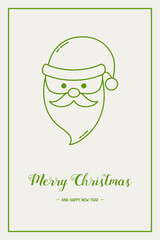 Simple Christmas card with Santa Claus and wishes. Xmas greeting card. Vector