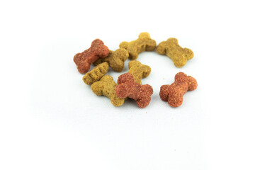Beautiful dog food on white isolated background