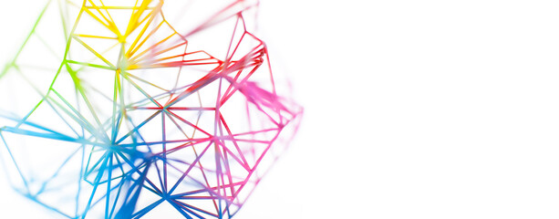 Vernetze Struktur in bunten Farben. 3D gedruckte Netz Struktur. Networked structure in bright...