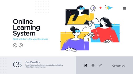 Online education modern flat design isometric concept. Landing page template. Vector illustration for web and graphic design.