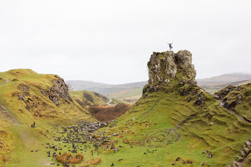 The unusual rocky outcrops at Fairy Glen in Isle of Skye.