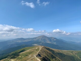 Scenic view of Carpathian mountains in summer 