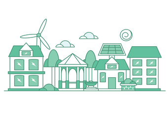 Fototapeta premium Eco city concept - modern thin line design style vector illustration on white background