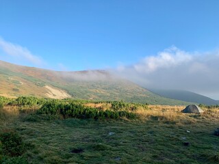 Scenic view of Carpathian mountains in summer 