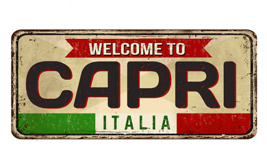 Welcome to Capri vintage rusty metal sign