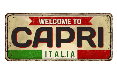 Fototapeta premium Welcome to Capri vintage rusty metal sign