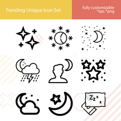 Simple set of saturday related lineal icons.