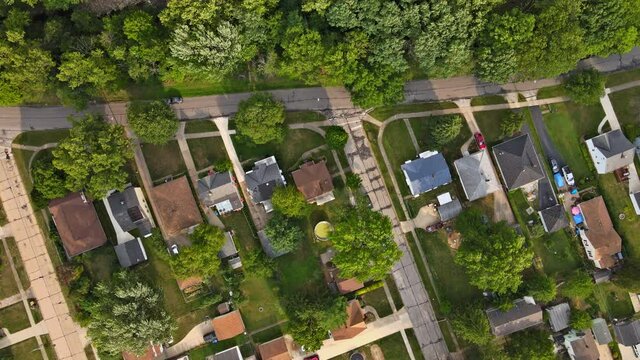 Aerial view of residential quarters at beautiful town urban landscape the above aerial view Cleveland Ohio US