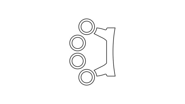 Black line Brass knuckles icon isolated on white background. 4K Video motion graphic animation.