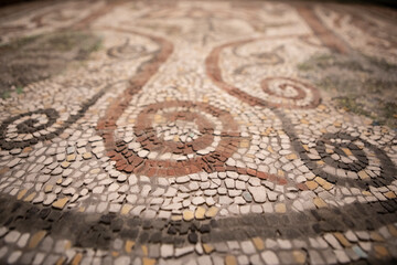 Obraz premium Mosaic patterns seen inside the subterranean levels of a church in Bulgaria.