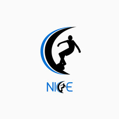 C logo with surfer concept