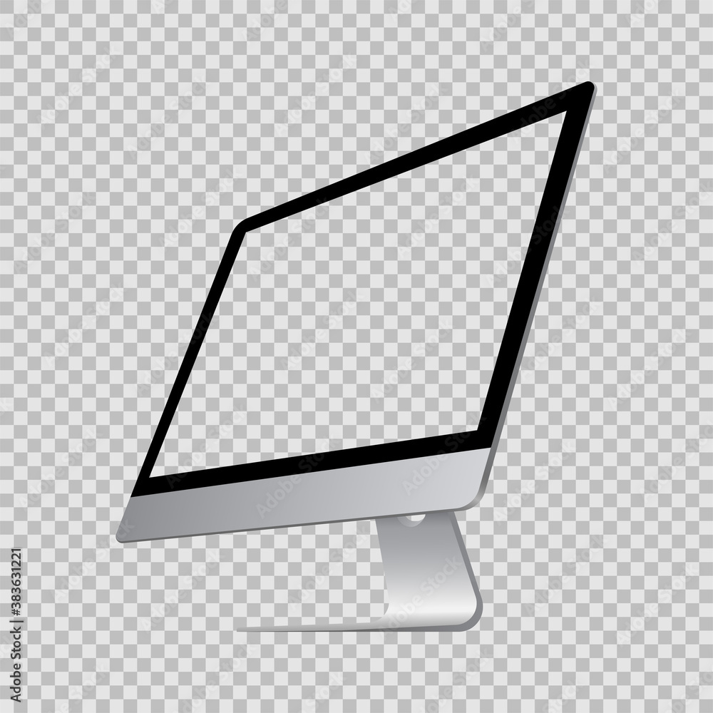 Poster computer monitor display isolated on transparent background. screen blank isolated. side view. vecto