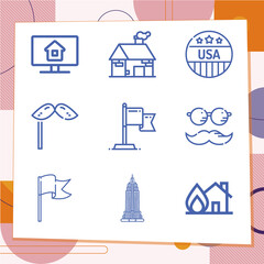 Simple set of 9 icons related to commonwealth