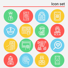 16 pack of constable  lineal web icons set