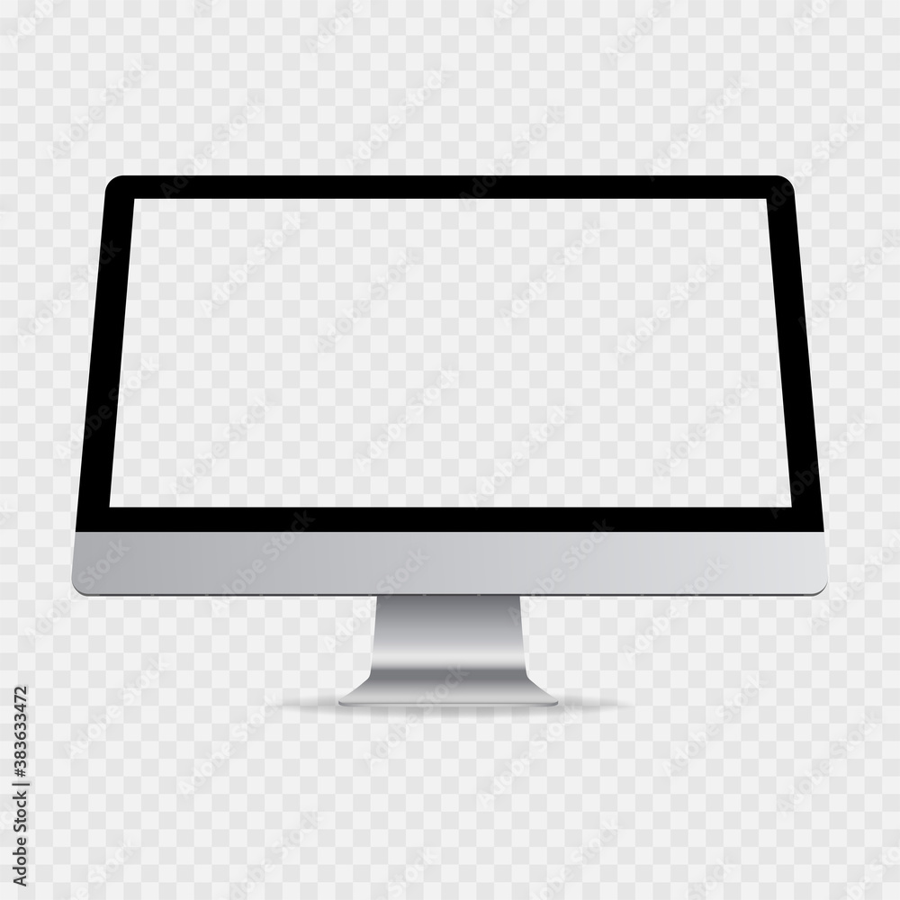 Fototapete computer monitor display isolated on transparent background. pc with shadow. empty screen. vector ep