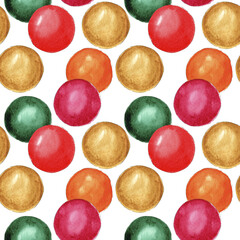 Seamless watercolor colorful circles pattern, abstract background, bright design