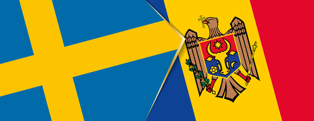 Sweden and Moldova flags, two vector flags.