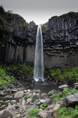 Svartifoss waterfall with it's unique dark basalt columns.