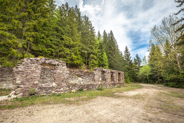 Historic stone buildings near The Spania Dolina village, Slovakia, Europe
