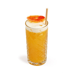Alcoholic cocktail in a glass. Isolated on a white background