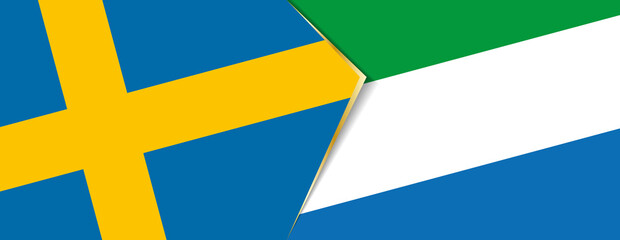 Sweden and Sierra Leone flags, two vector flags.