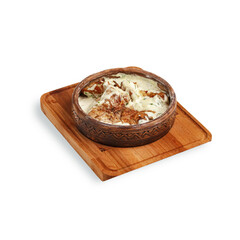 traditional Caucasian cuisine. village-style server. isolated on a white background