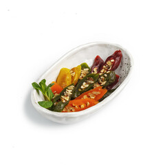 traditional Caucasian cuisine. village-style server. isolated on a white background