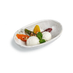 traditional Caucasian cuisine. village-style server. isolated on a white background