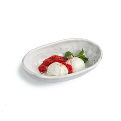 traditional Caucasian cuisine. village-style server. isolated on a white background