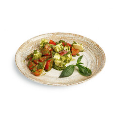 traditional Caucasian cuisine. village-style server. isolated on a white background