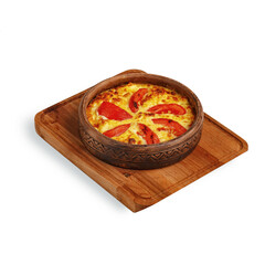 traditional Caucasian cuisine. village-style server. isolated on a white background