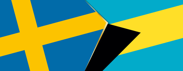 Sweden and The Bahamas flags, two vector flags.