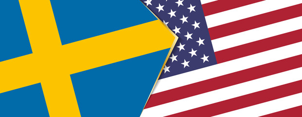 Sweden and USA flags, two vector flags.