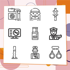 Simple set of 9 icons related to jobs