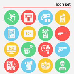 16 pack of shoot  filled web icons set