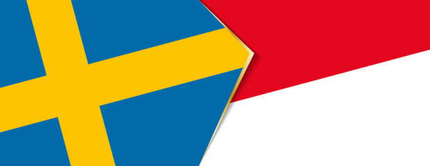 Sweden and Indonesia flags, two vector flags.