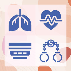 Simple set of breathing related filled icons