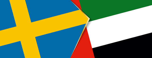 Sweden and United Arab Emirates flags, two vector flags.