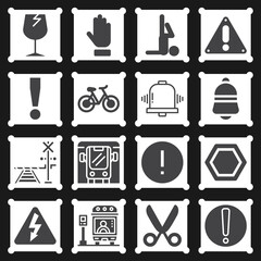 16 pack of caution  filled web icons set
