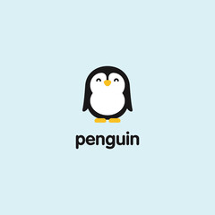 cute penguin character. happy animal logo