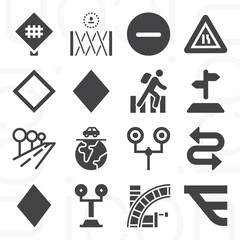 16 pack of highways  filled web icons set