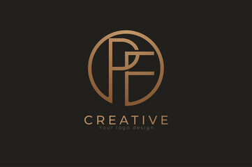 Abstract initial letter P and F logo, usable for branding and business logos, Flat Logo Design Template, vector illustration