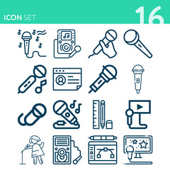 Simple set of 16 icons related to lessons