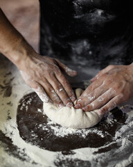 the process of cooking traditional Caucasian dishes. khinkali khachapuri.