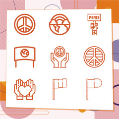 Simple set of 9 icons related to treaties