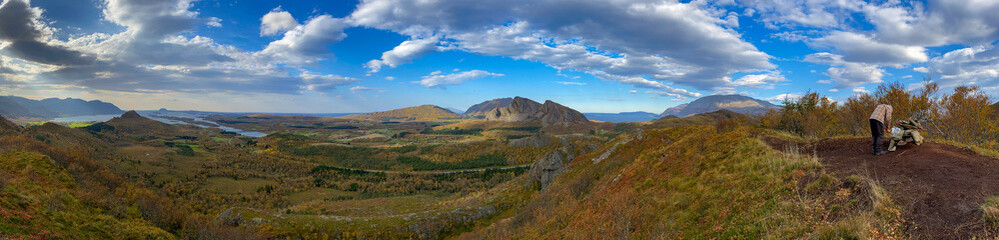 Naklejka premium Hiking in the mountains, Northern Norway 