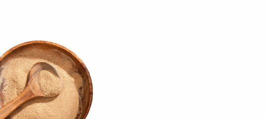 Lepidium meyenii - Organic maca powder. Text space