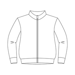 Blank men's bomber jacket with zipper in front, side view. Isolated on white. Vector drawing for coloring. © Kateryna