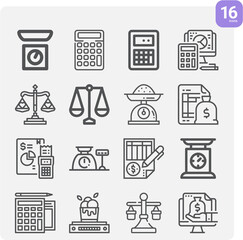 Simple set of account statement related lineal icons.