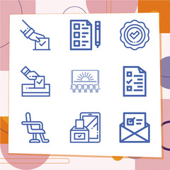 Simple set of 9 icons related to election